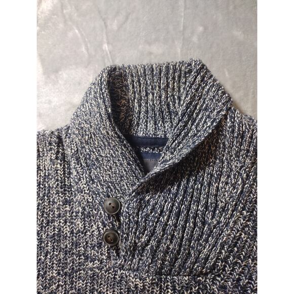 Mens Small Ribbed Knit Sweater Heather Gray White Rid Knit Logg H&M - Picture 2 of 11